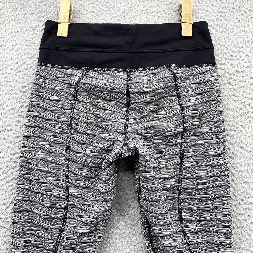 Lululemon Leggings 4 Gray Wavy Print Zipped Pockets Athletic Ankle Jogging Women - Picture 10 of 13